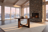 Verbicaro 60-Inch Round Reclaimed Pine Dining Table in an alpine chalet