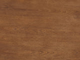 Close-up of the Vernazza Wood Veneer Fluted Pedestal Coffee Table: the brown wood veneer grain of the top