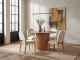 Veroli 47-Inch Round Fluted Pedestal Dining Set with 4 Chairs in an industrial loft dining area