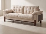 Verona Tufted Boucle Sofa in beige against a plaster wall in morning light