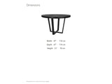 Verzino 47-Inch Round Black Acacia Sunburst Dining Table dimensions: 47 in across and 31 in high