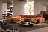 Esther Distressed Italian Aniline Leather Corner Recliner Sectional Sofa