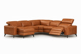 Esther Distressed Italian Aniline Leather Corner Recliner Sectional Sofa