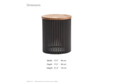 Viggiano Mango and Black Metal Drum Side Table dimensions: 17.5 in wide, 17.5 in deep, 21.3 in high