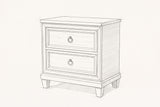 Pencil sketch of the Villacidro nightstand, drawn from the same three-quarter view