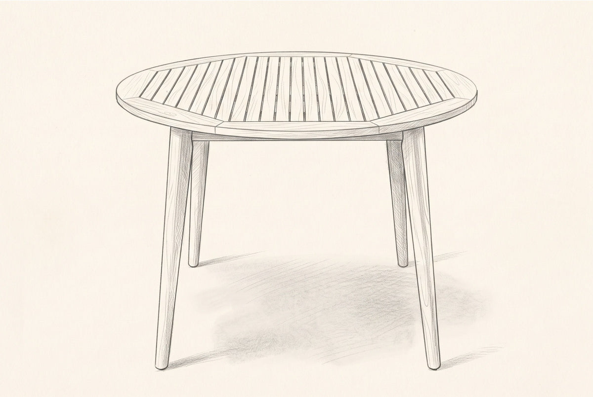 Pencil sketch of the Vittoria round dining table