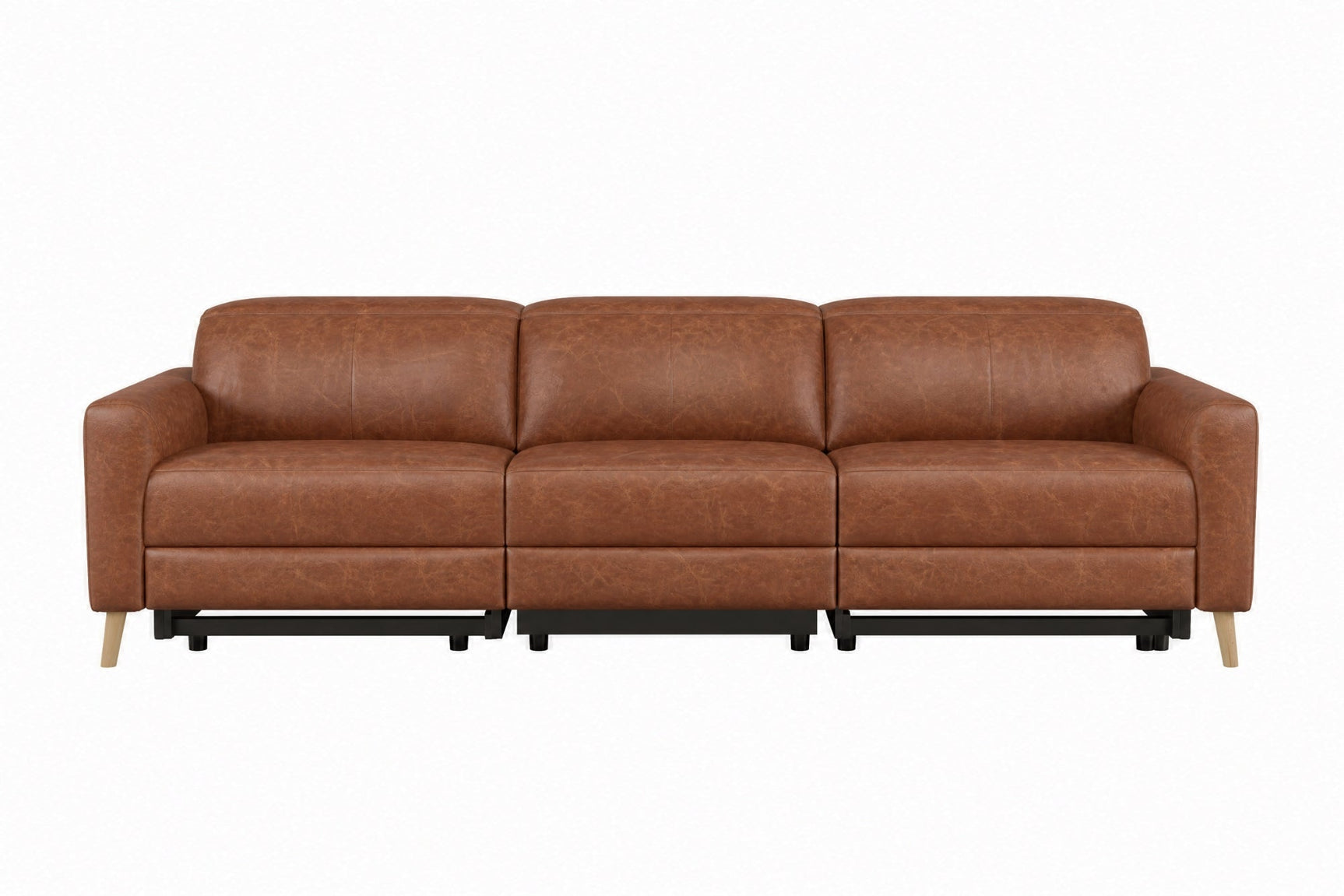 Elodie Distressed Italian Aniline Leather Dual Recliner Sofa