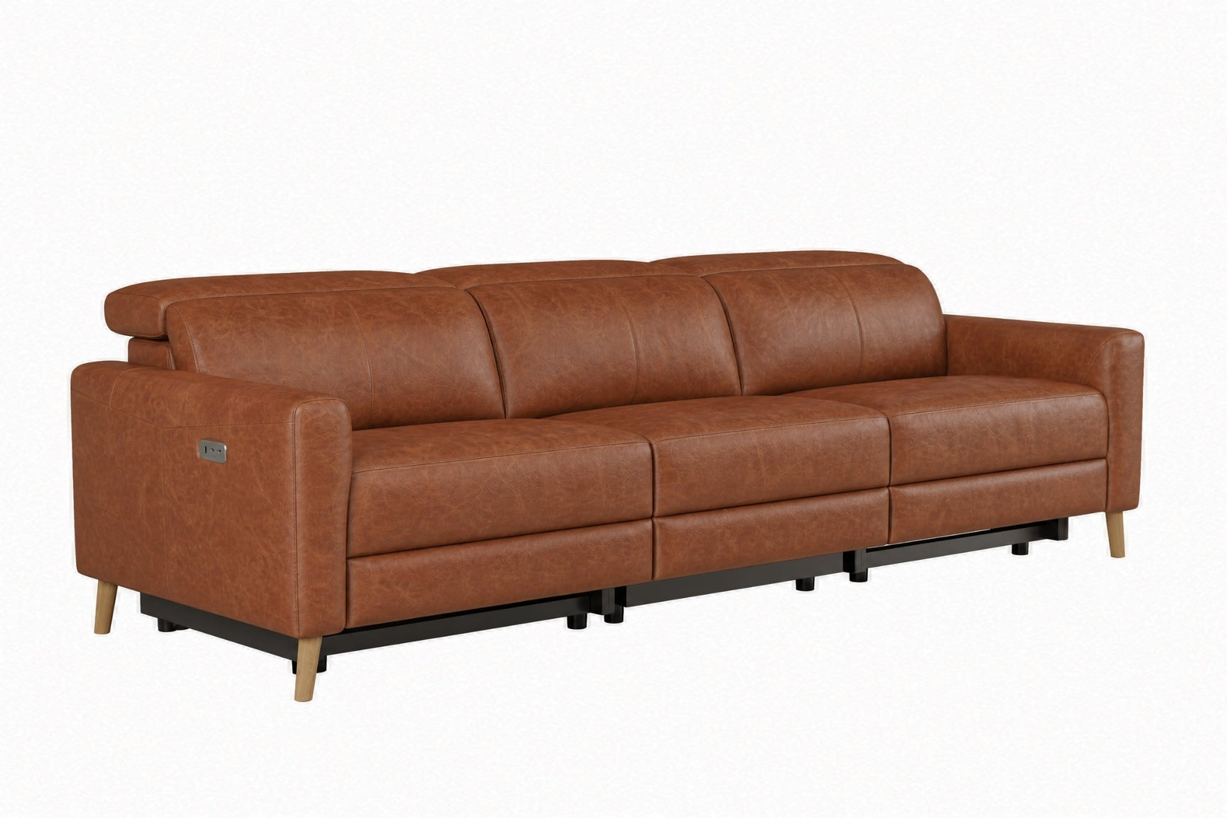 Elodie Distressed Italian Aniline Leather Dual Recliner Sofa
