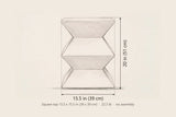 Zafferana side table dimensions: 15.5 in wide, 20 in high