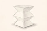 Pencil sketch of the Zafferana side table, drawn from the same corner view