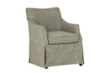 Zagarise Hidden-Caster Skirted Upholstered Dining Chair on a white background