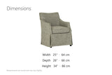 Zagarise Hidden-Caster Skirted Upholstered Dining Chair dimensions