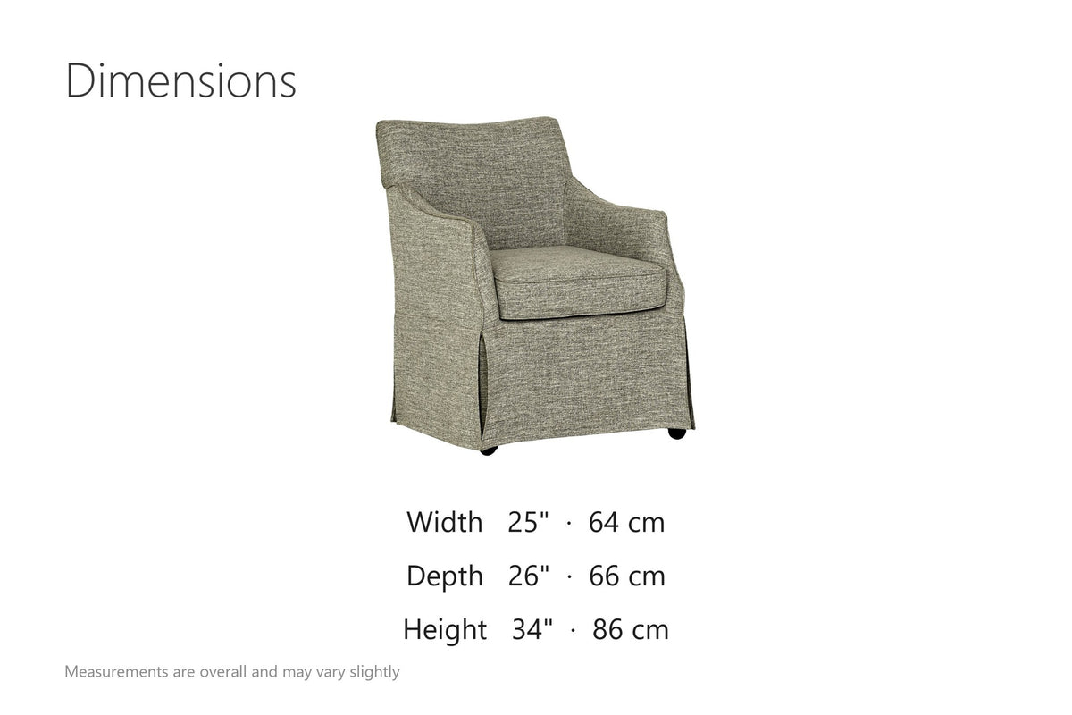 Zagarise Hidden-Caster Skirted Upholstered Dining Chair dimensions