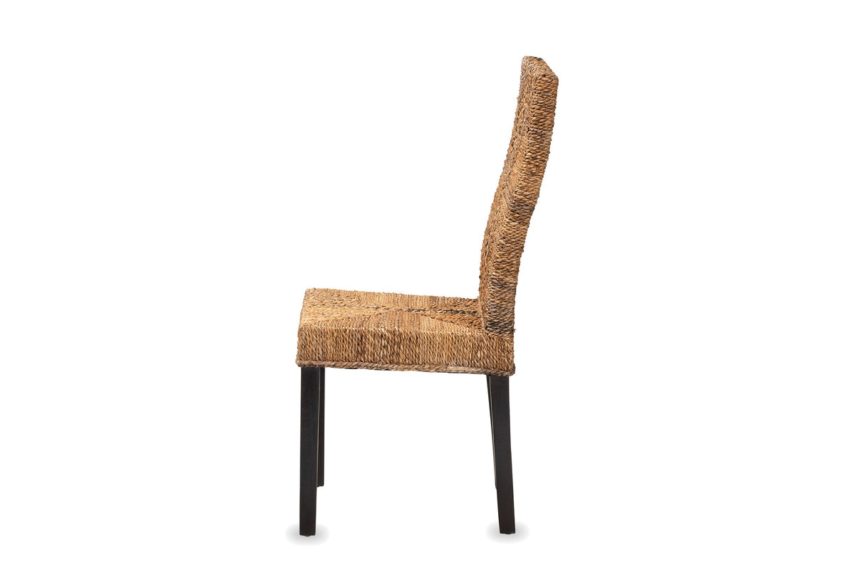 Zambrone Woven Natural Fiber Parsons Dining Chair, side view