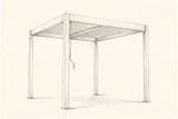 Pencil sketch of the Zingaro louvered pergola, three-quarter view
