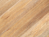 Close-up of the Zollino Mango and Marble Pedestal Side Table: the natural mango grain of the round tray top