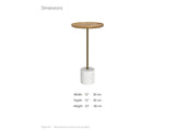 Zollino Mango and Marble Pedestal Side Table dimensions: 12.0 in wide, 12.0 in deep, 23.0 in high