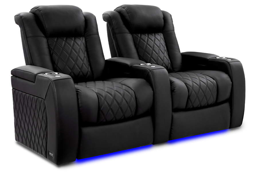 Valencia Tuscany XL Ultimate Luxury Leather Home Theater Seating Row of 2, Onyx