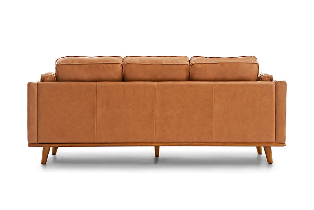 Valencia Artisan Wide Three Seats Leather Sofa, Cognac Color