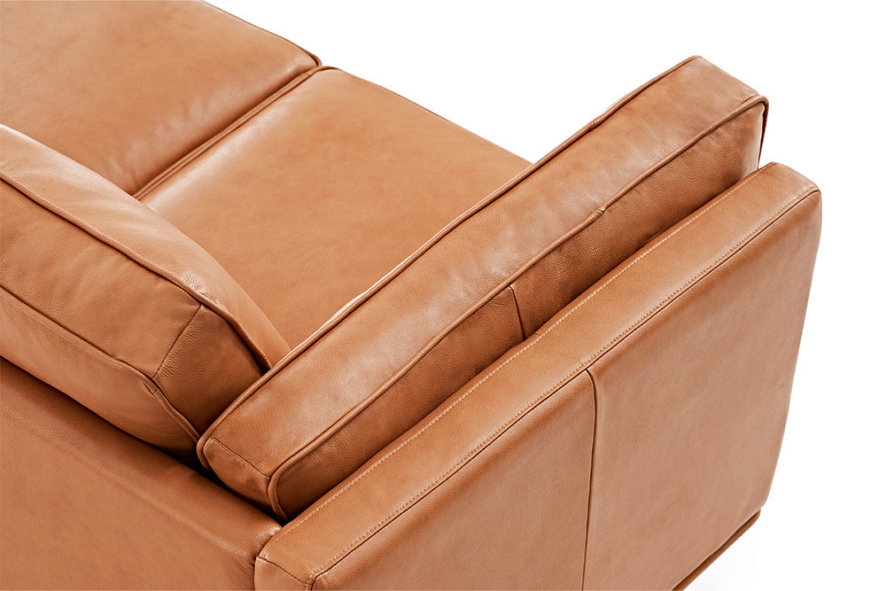Valencia Artisan Top Grain Leather Loveseat Cognac Sofa Detailed drawing-1