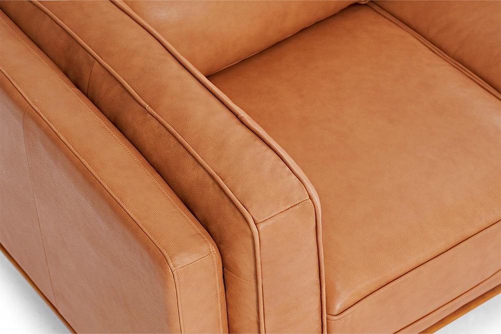 Valencia Artisan Top Grain Leather Loveseat Sofa, Cognac Color