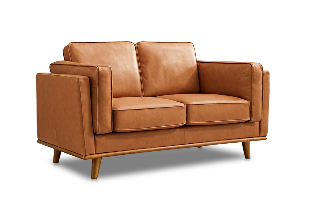 Valencia Artisan Top Grain Leather Loveseat Sofa, Cognac