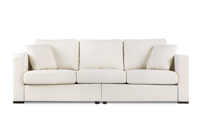 Valencia Eva Modern Fabric Three Seats Sofa, Beige Color