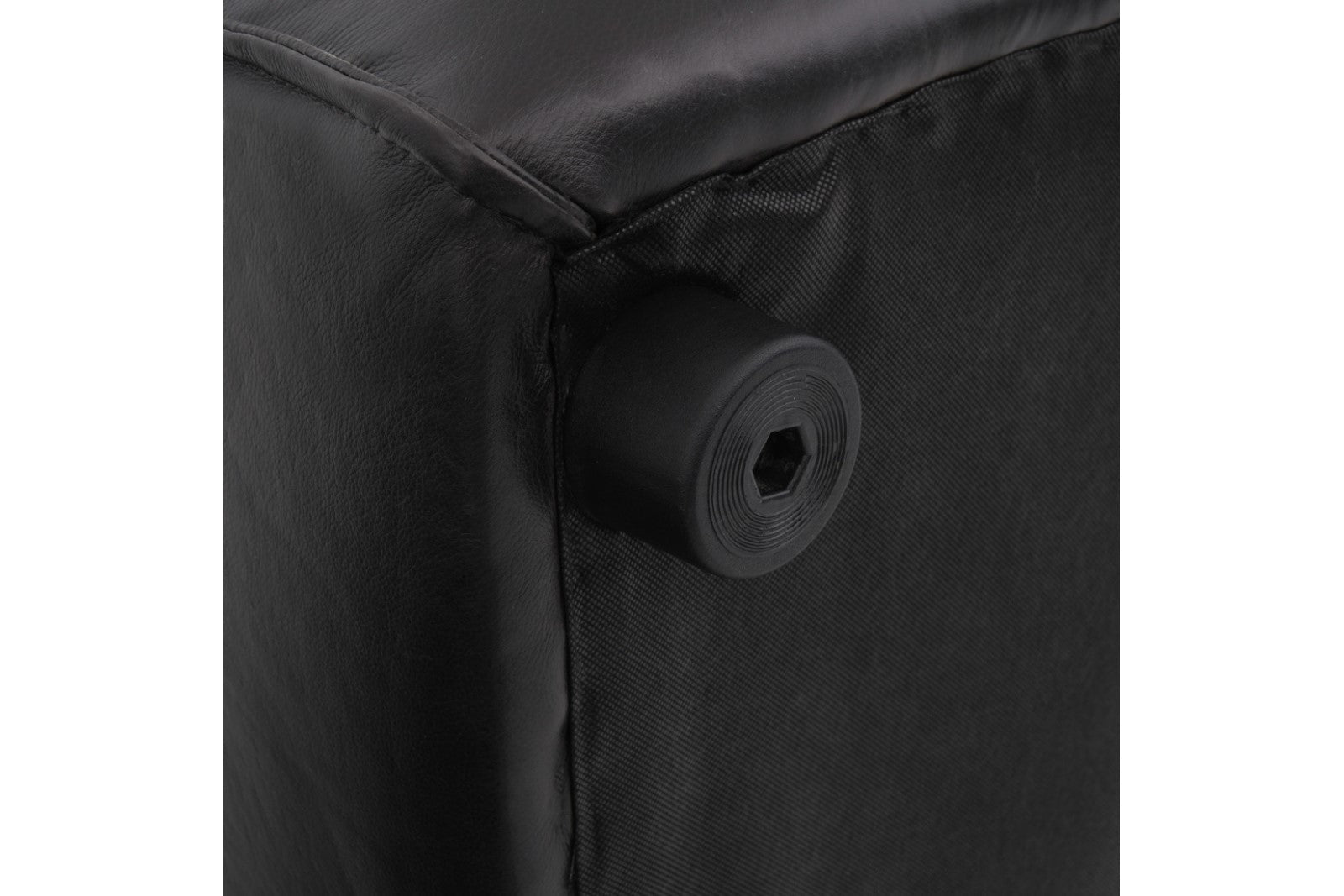 Leg Close-Up View of A Modern, Caramel Brown, Five Seats, Full Top Grain Leather Modular Sofa on a White Background.