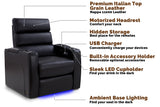 Valencia Palermo Home Theater Seating Row of 2 Loveseat, Black