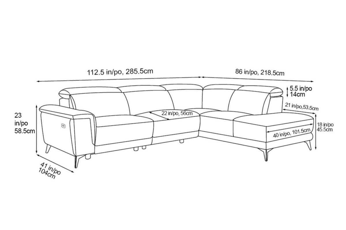 Valencia Pista Modern Leather Reclining Sectional Sofa