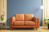 Valencia Artisan Top Grain Leather Loveseat Cognac Sofa Scene map-5