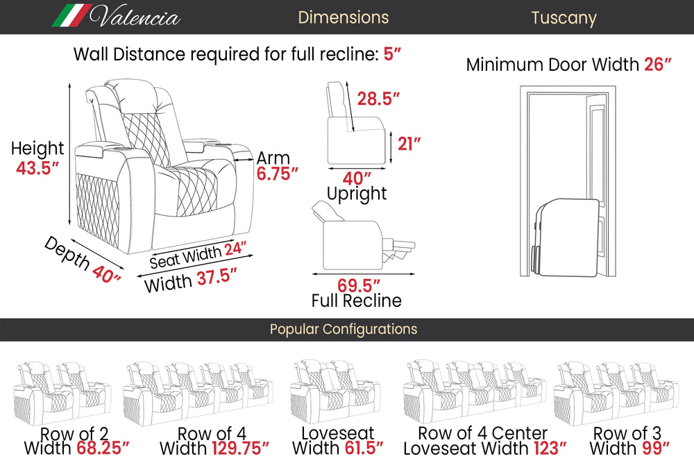 Tuscany Theater Seating with Built-In Powered Heating