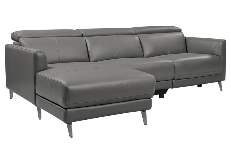 Andria Modern Sectional with Premium Grey Leather Upholstery