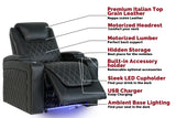Valencia Oslo Home Theater Seating Single Recliner, Black with Risers