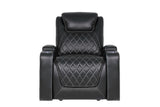 Valencia Oslo Home Theater Seating Single Recliner, Black with Risers