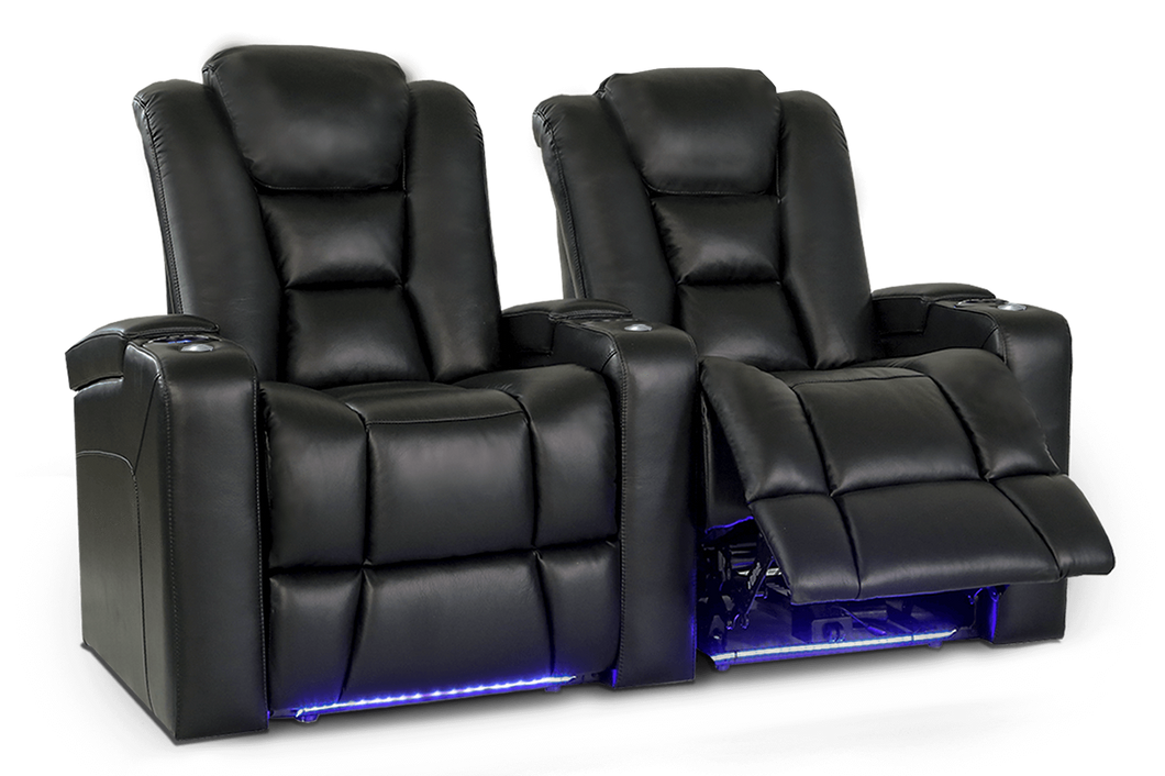 Valencia Venice Leather Home Theater Seating Row of 2, Black